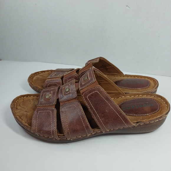 Montana Artisan Crafted Boho Slide Size 10 M Brown Leather Slip On Sandals Shoes - Picture 4 of 13